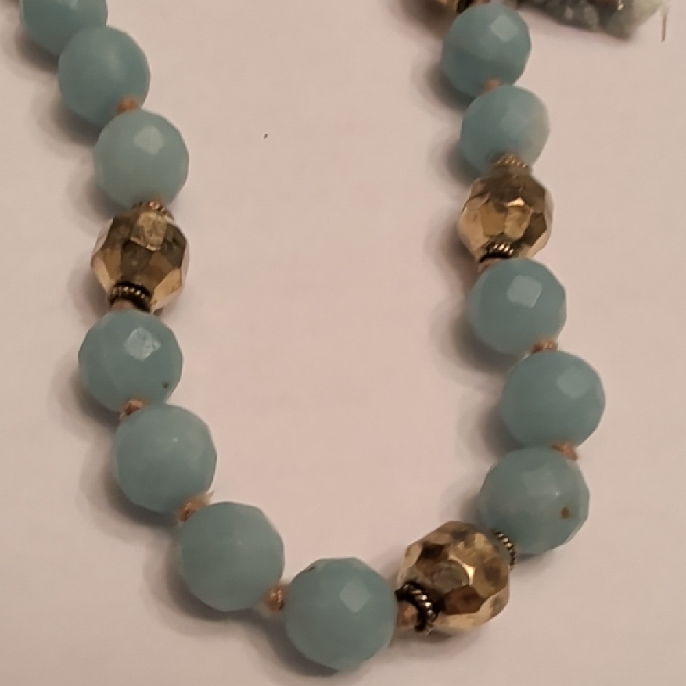 Chan Luu Sky Blue and Gold Beaded Necklace - Picture 4 of 6